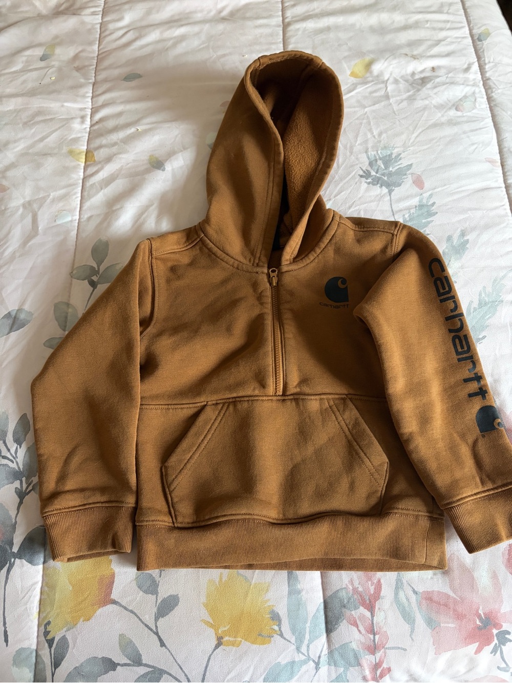 Carhartt Kids' Carhartt Brown Pullover Hoodie with Logo Sleeve